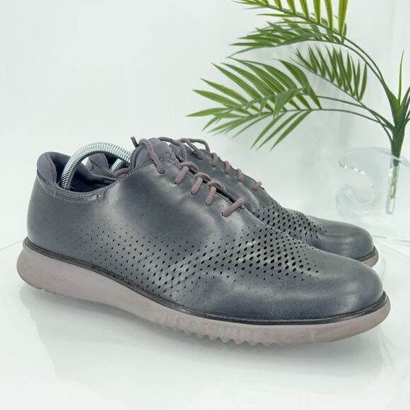 Cole Haan Men's Zerogrand Sneaker Size 11 Laser Wingtip Gray Oxford Vegan Shoe - Picture 1 of 14